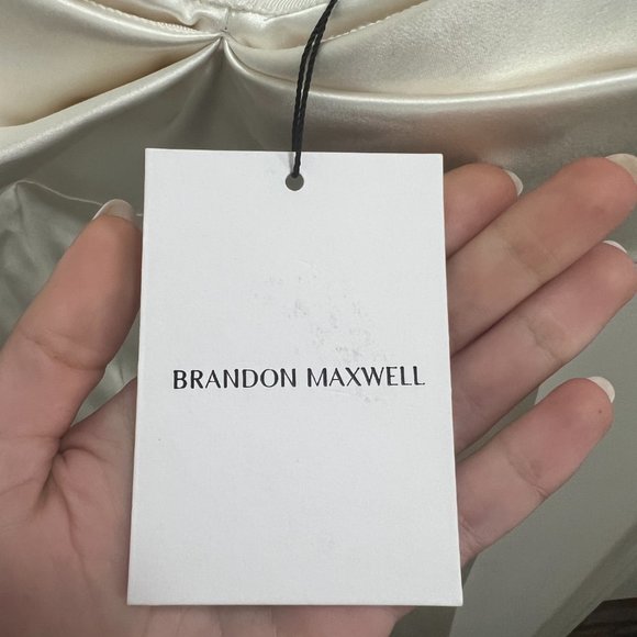 Brandon Maxwell Bridal Collection Silk Off-The-Shoulder Gown Sz 4 - Picture 10 of 15